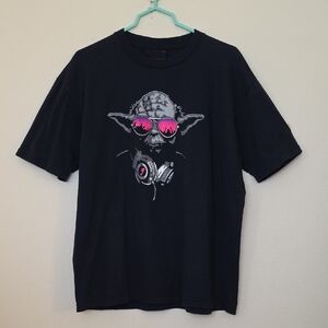 Black Cotton Short Sleeve T-Shirt Yoda Graphic (Read Size Below) Mens XL